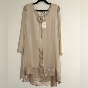 Holly Harp Silk Flower overlay chiffon Designer Vintage Couture dress 90s y2k